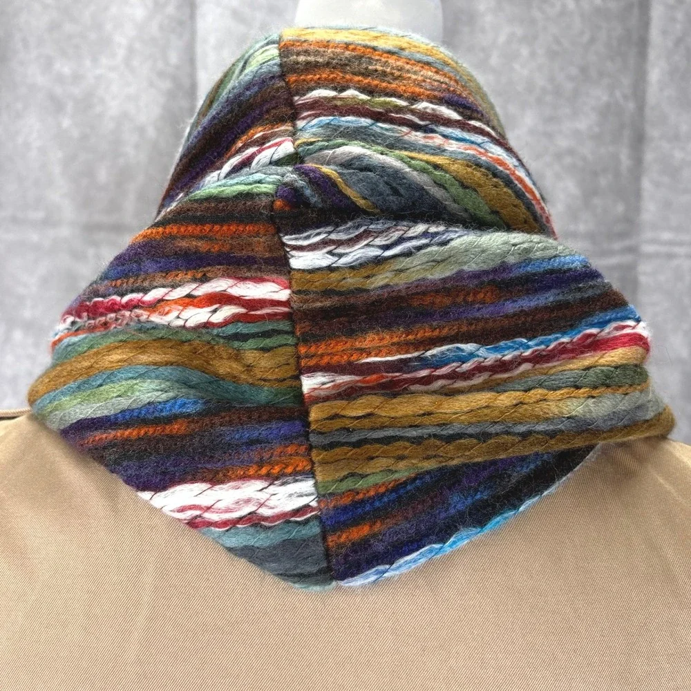 NWT Madison 88 Infinity Scarf Multicolor Striped‎ Knit Circle Loop Boho Indie